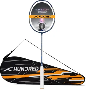 Hundred Cult 82 Aerodynamic Frame Unstrung Badminton Racquet (Blue)