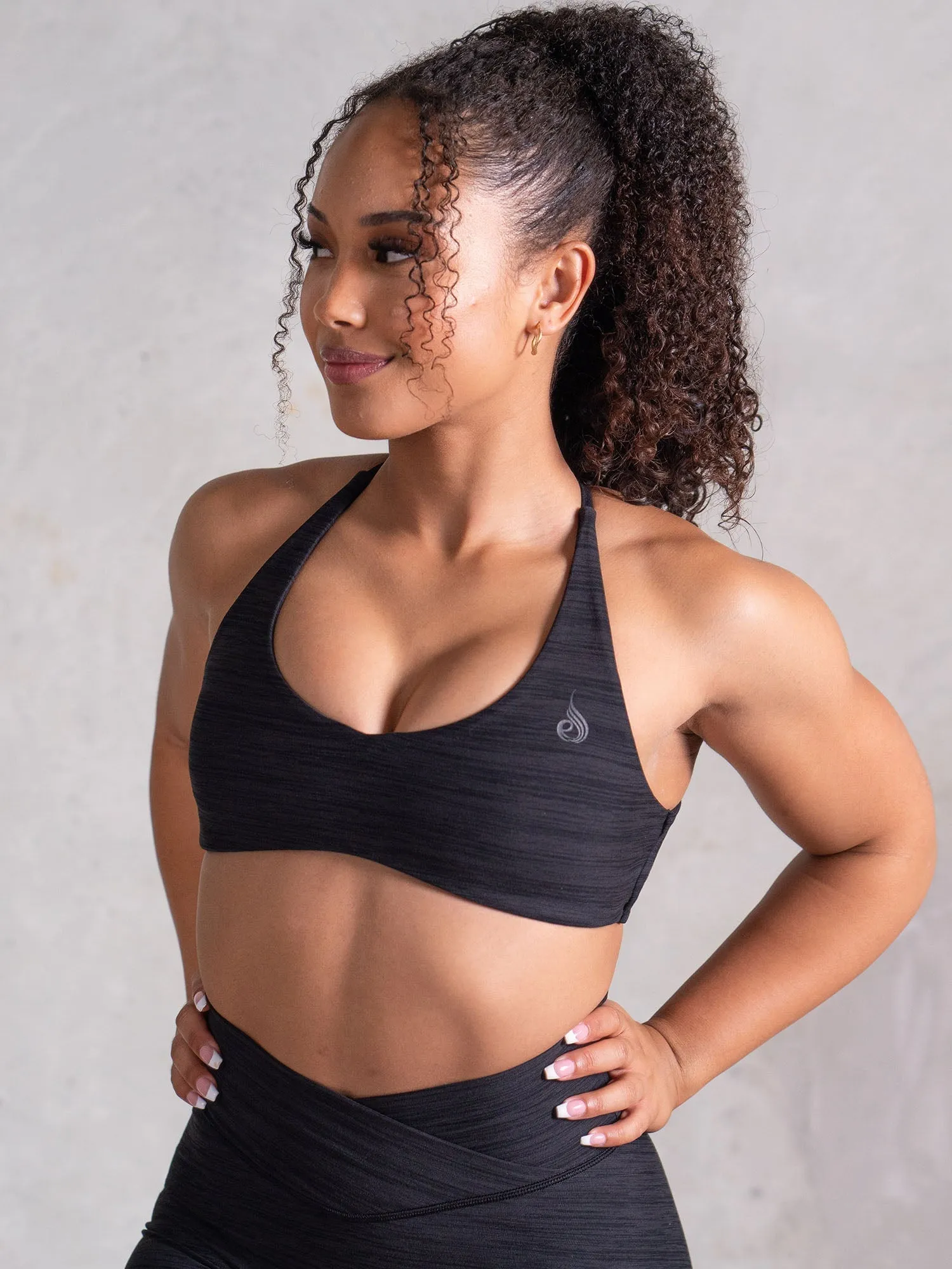 Icon Sports Crop - Black Marl