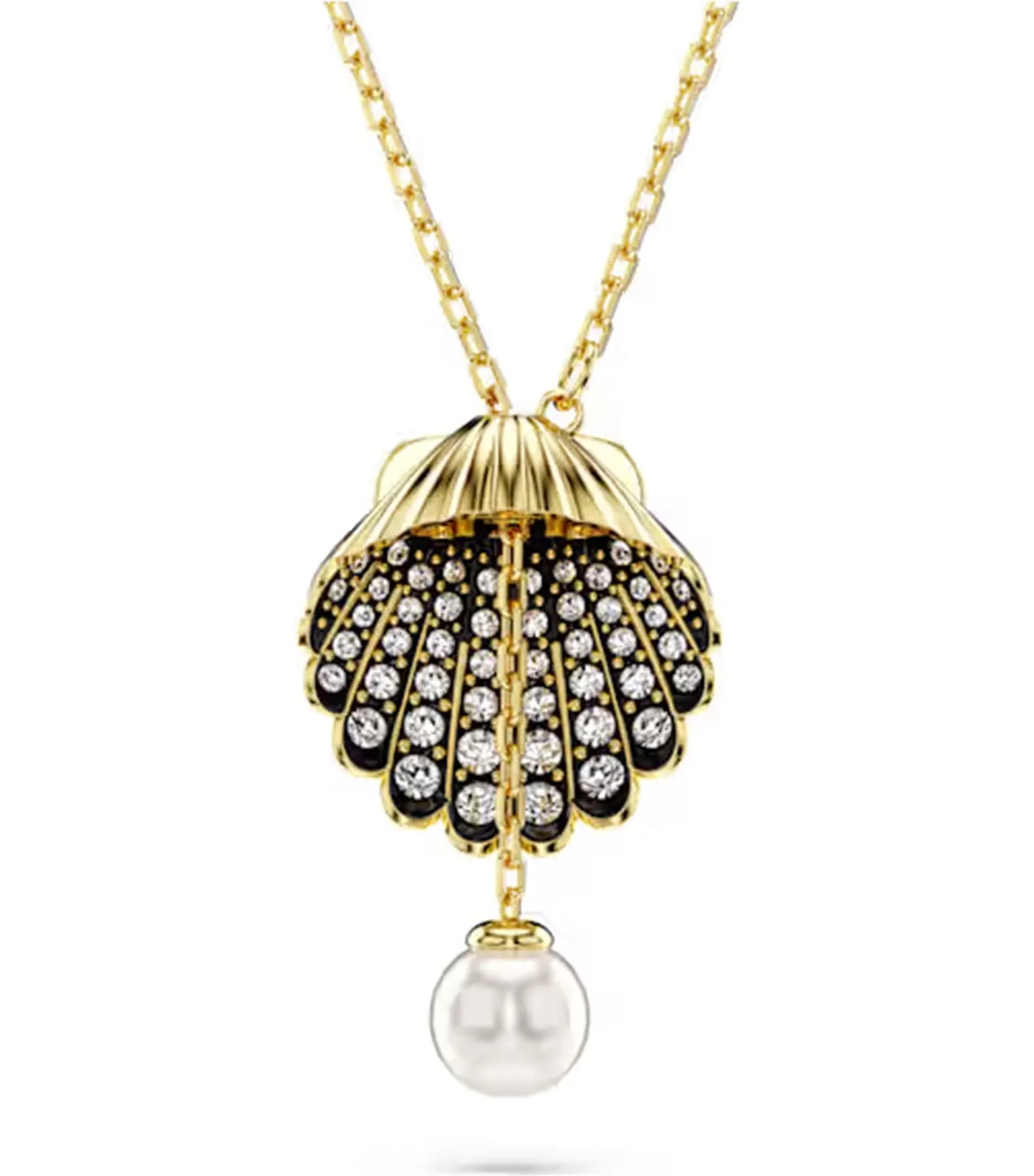 Idyllia Y Pendant Crystal Pearl, Shell, White, Gold-Tone Plated Gold