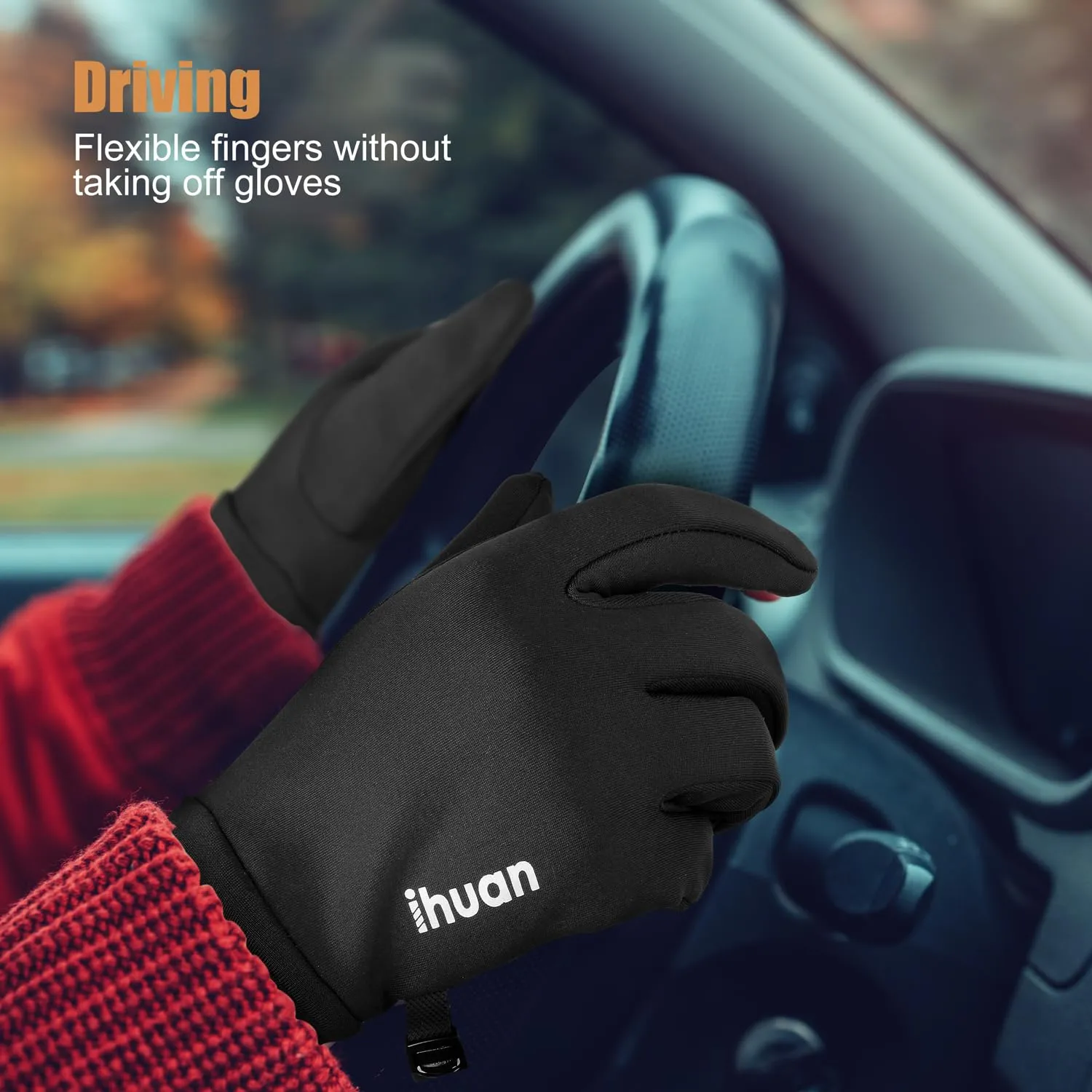 ihuan Thin Winter Running Gloves for Women Men, Sensitive Touchscreen Fingers for Cold Weather, Windproof Thermal Gloves for Working and Outdoor Sports, Soccer Cycling Camping Hiking Driving.