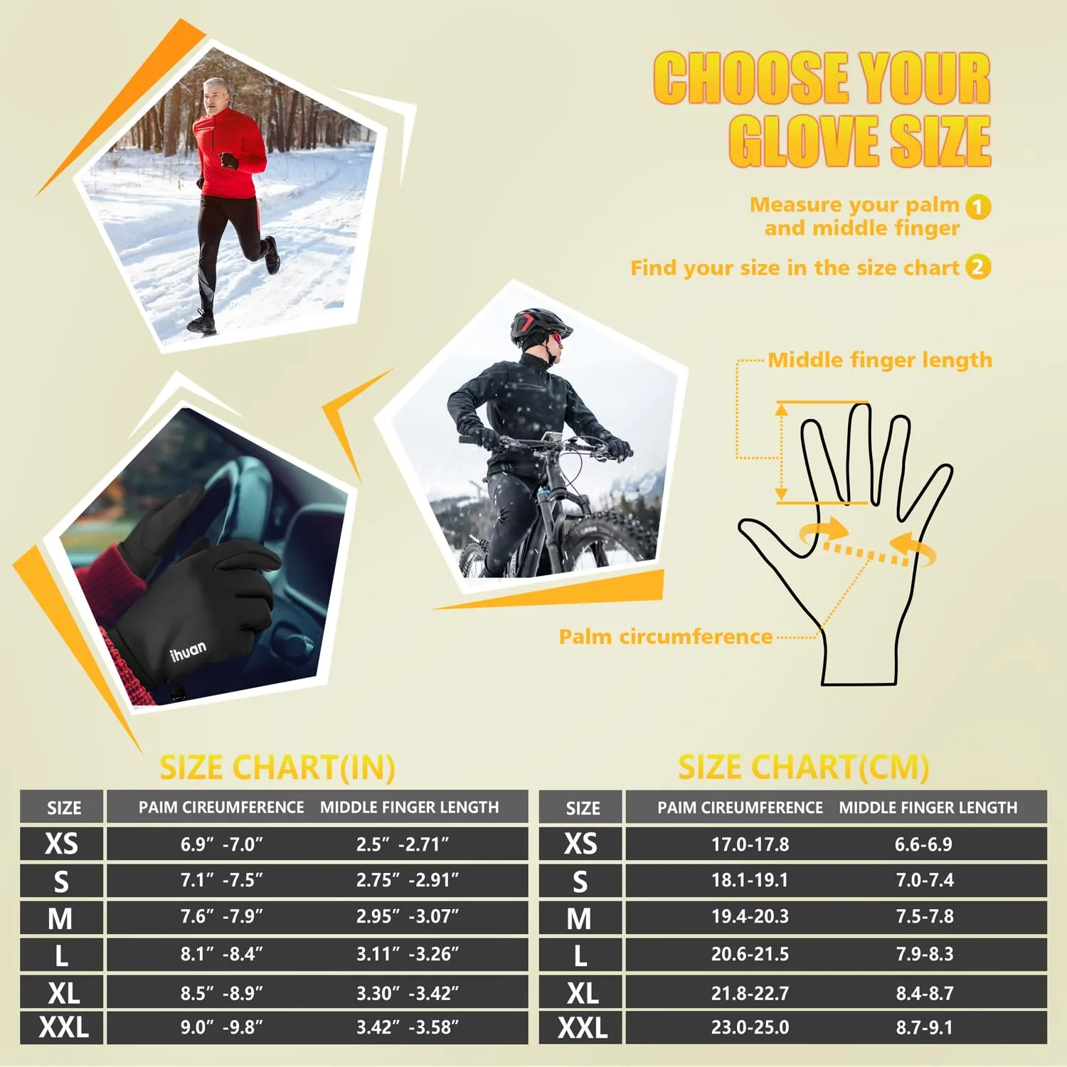 ihuan Thin Winter Running Gloves for Women Men, Sensitive Touchscreen Fingers for Cold Weather, Windproof Thermal Gloves for Working and Outdoor Sports, Soccer Cycling Camping Hiking Driving.