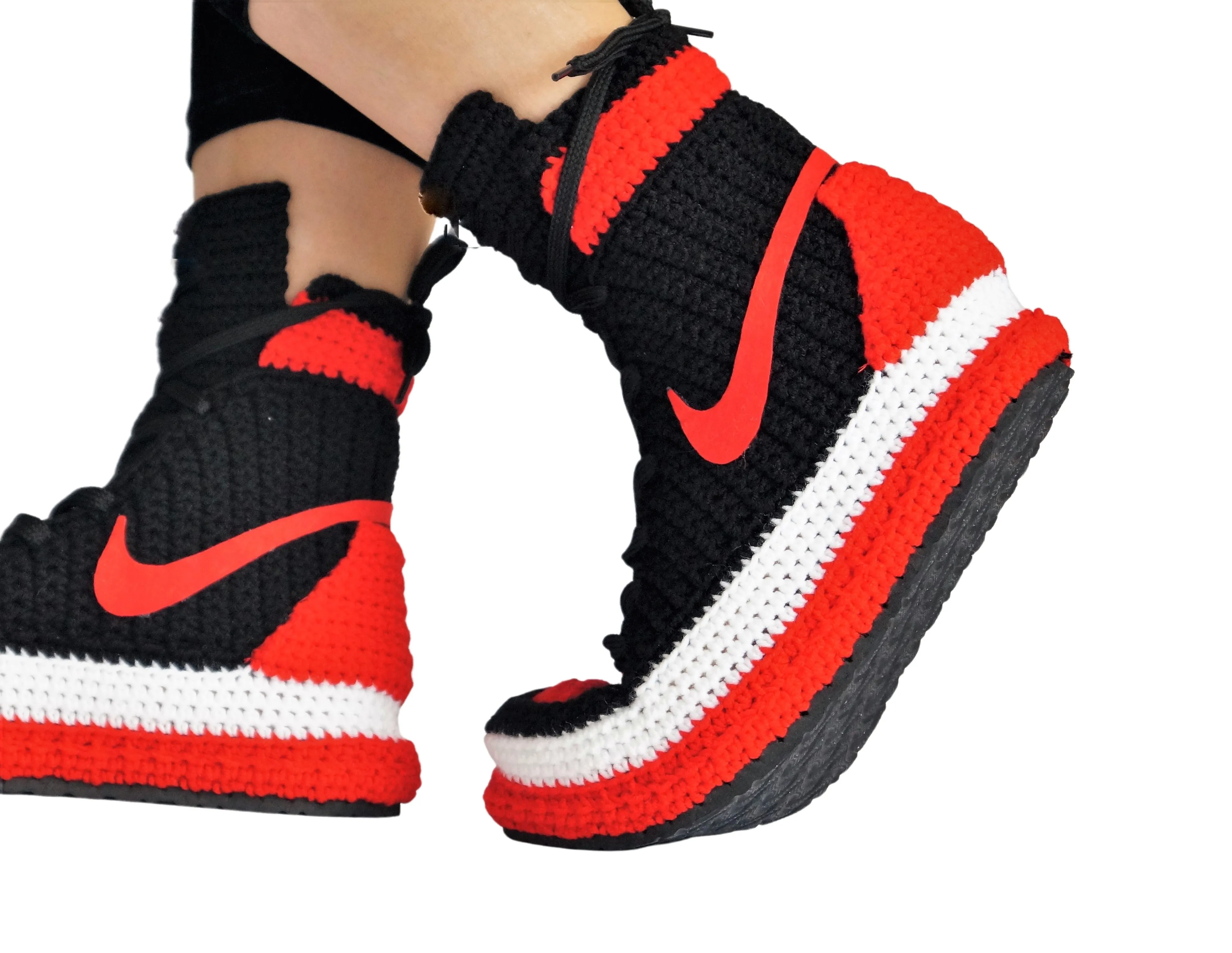 Jordan High Sneakers Plush Custom Slippers Banned Goods Flyknit Shoes