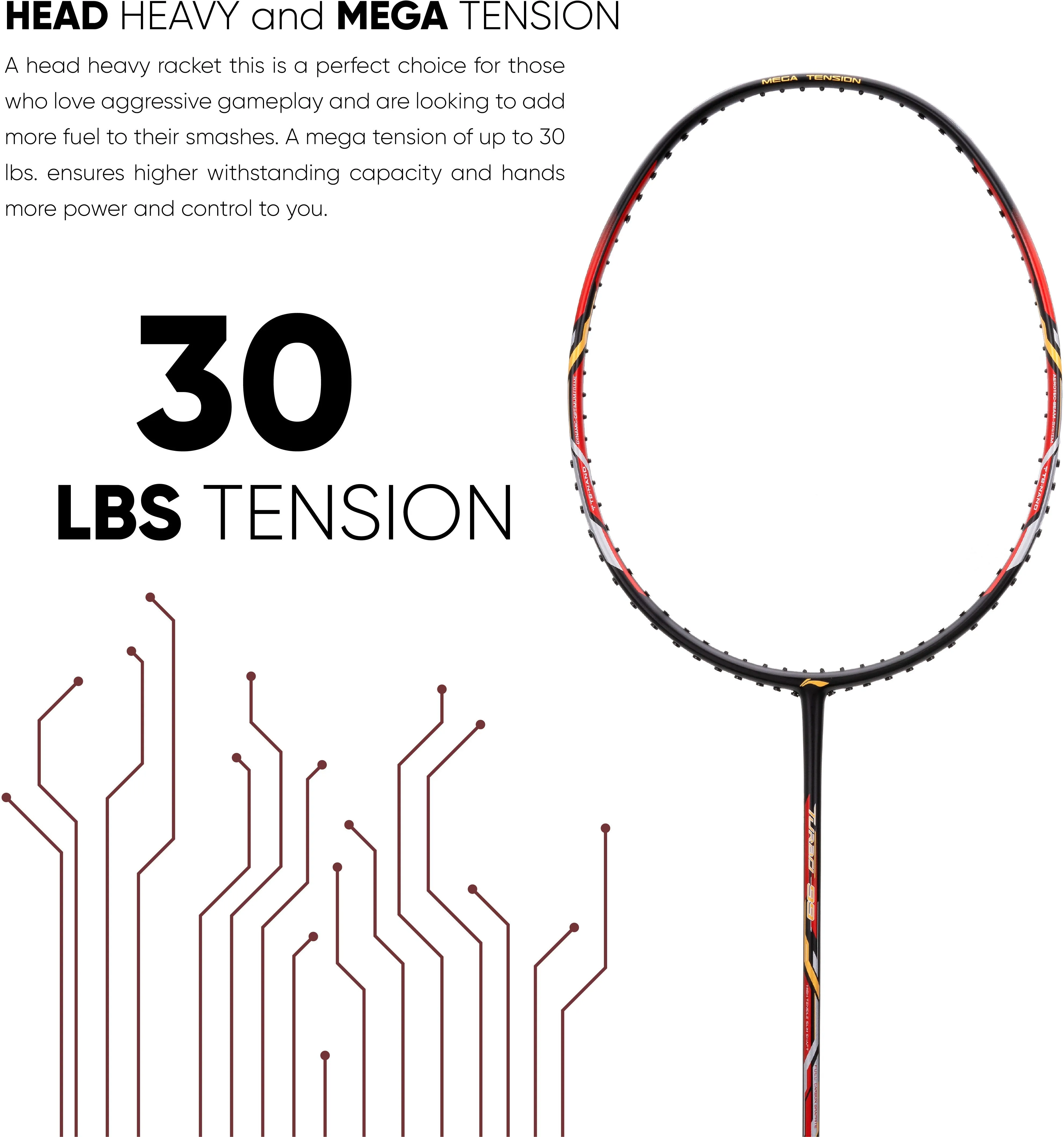 Li-Ning Turbo 99 Unstrung Badminton Racquet (Black / Red)