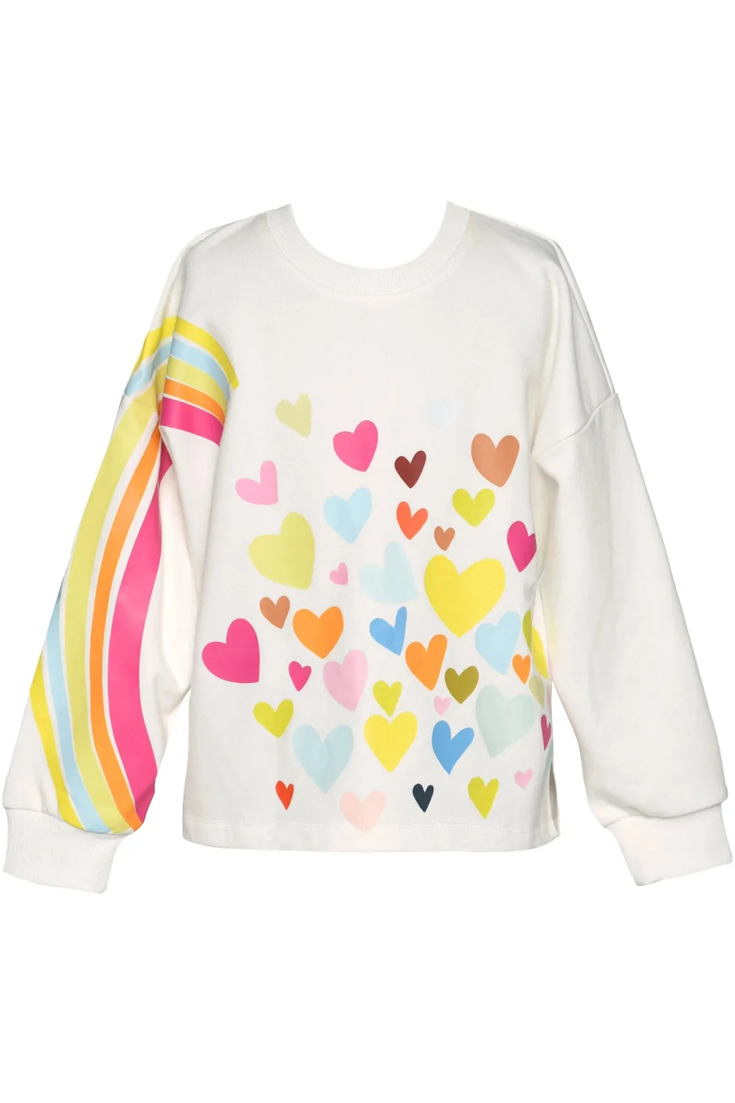 Long Sleeve Rainbow and Heart Print Top and Rainbow Print Shorts