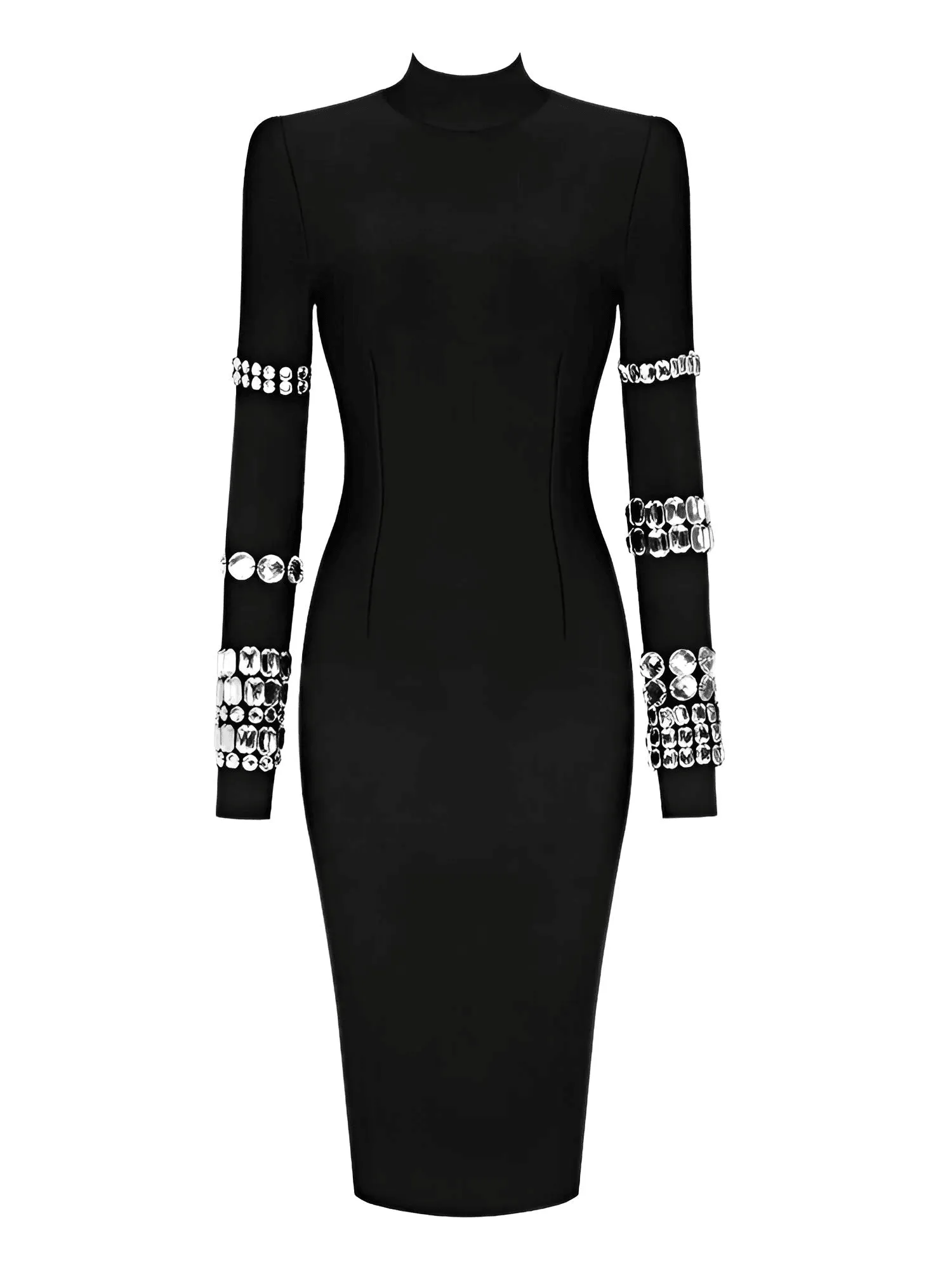 Luxury Party Dress For Women - Long Sleeve With Crystals