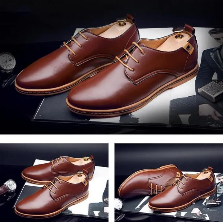 Men Shoes Leather Casual Lace up Brown Black Cheap Men Dress Shoes Oxford Men leather shoes