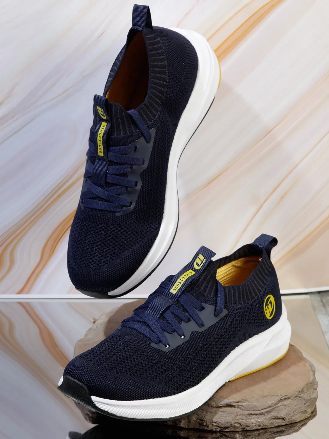 Men's Navy Sock Knit Sneaker (ID7520)