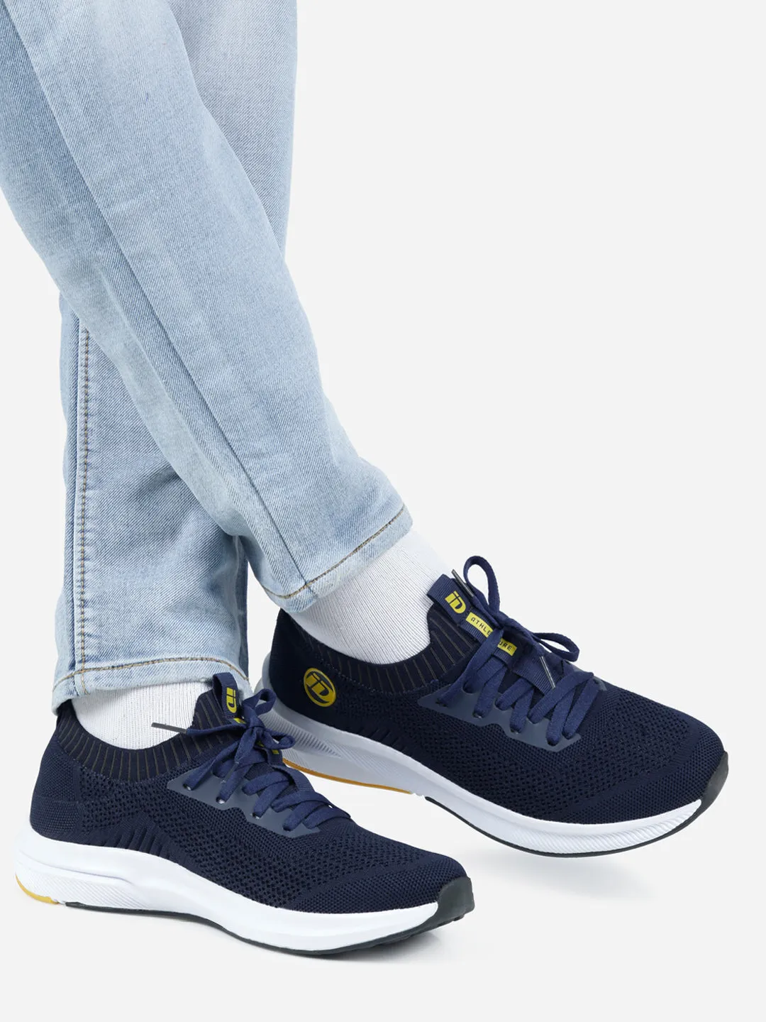 Men's Navy Sock Knit Sneaker (ID7520)