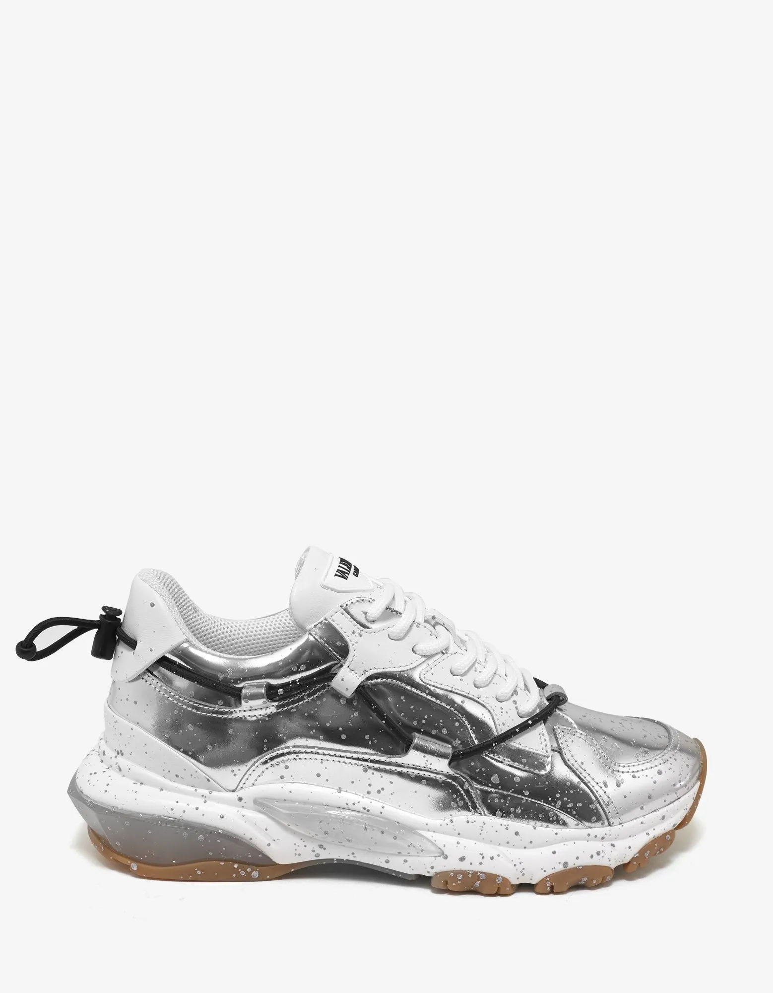 Metallic Silver Leather Bounce Trainers