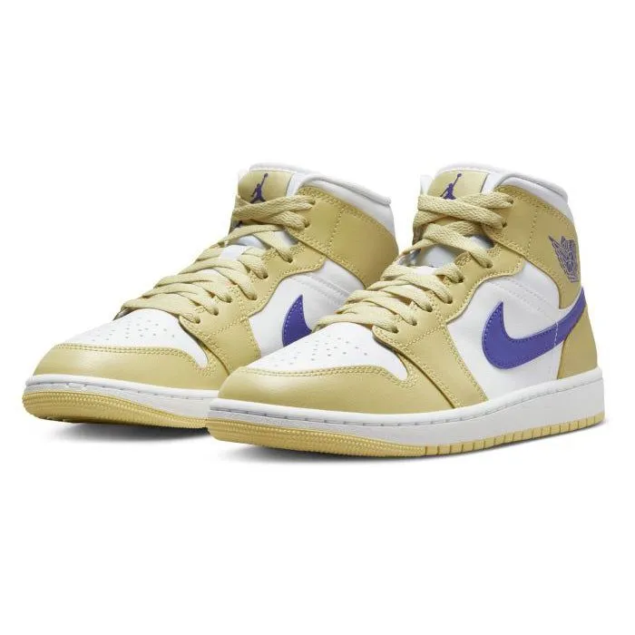 Nike Women's Air Jordan 1 Mid Shoes - Lemon Wash / Lapis White