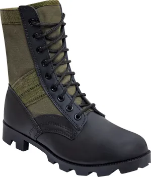 Olive Drab Military Vietnam Era Style Jungle Boots - Leather & Canvas Panama Sole Boot