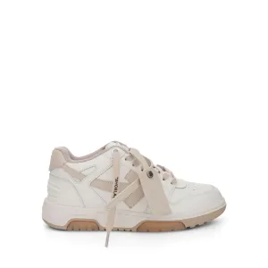 Out Of Office Leather Sneakers in White & Beige Colour