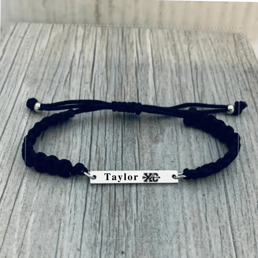 Personalized Engraved Cross Country XC - Running Bar Rope Bracelet