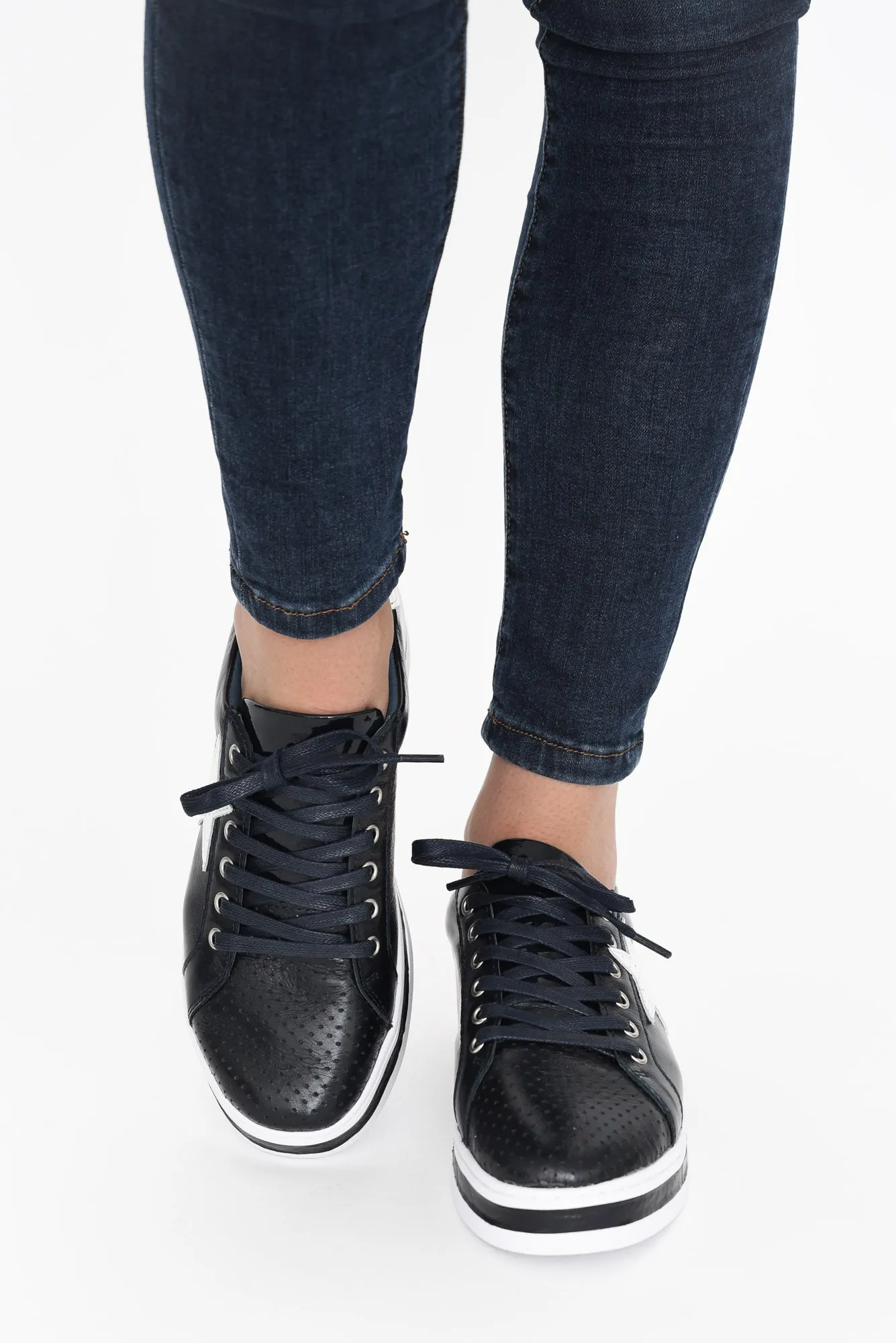 Pixie Star Navy White Leather Sneaker