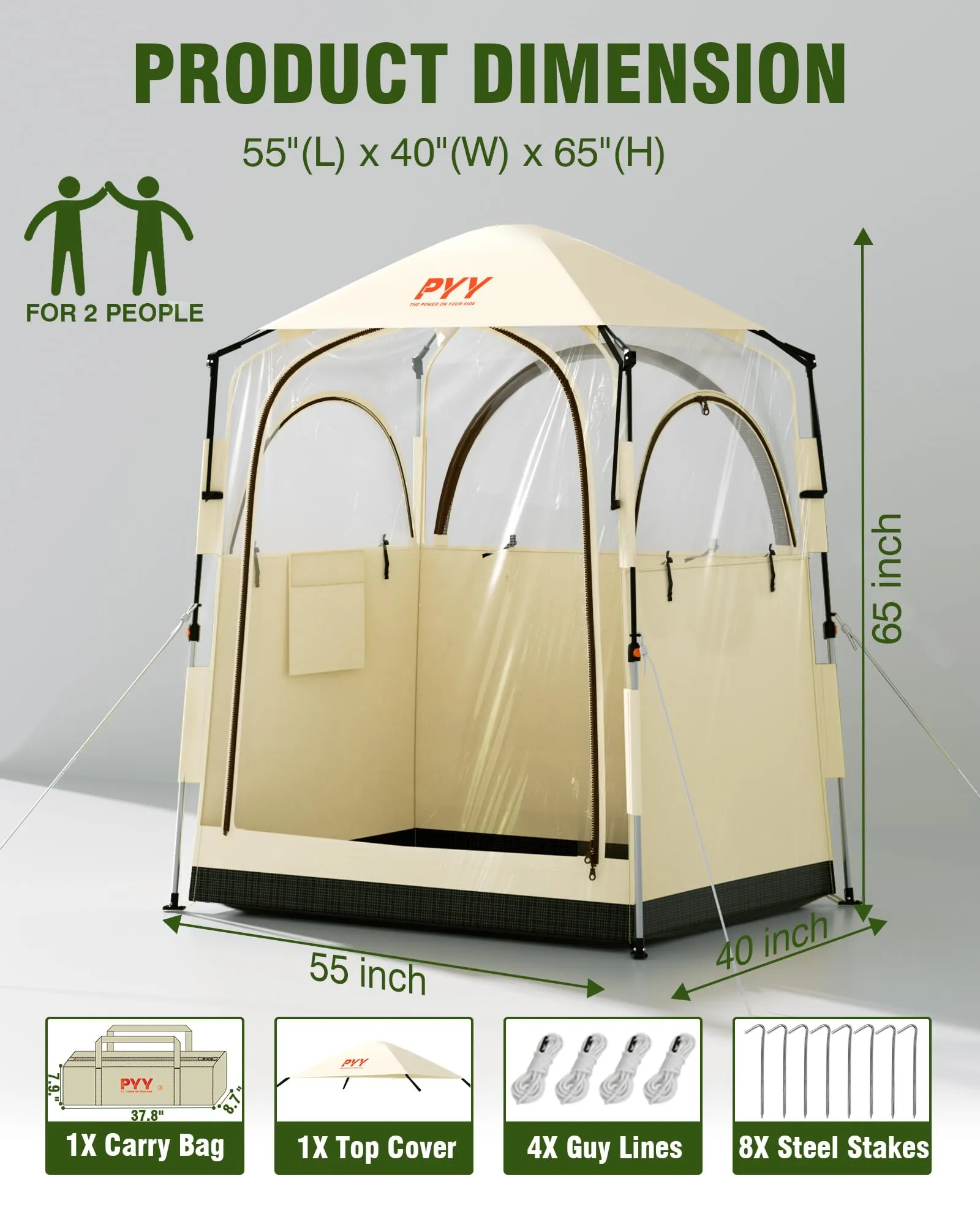 PYY Sports Tent - 2 People Sports Tents for Football Shelter with Detachable Top Cover, Rain Sport Tent Sun Shelter Clear for Football, Hiking, Fishing, Sports, 55"x40"x65"