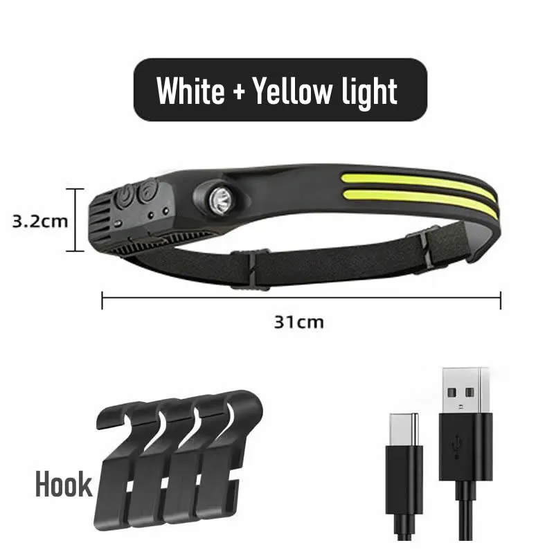 Rechargable Headlamp, Camping Accessories Gear, Waterproof Head Led Lights