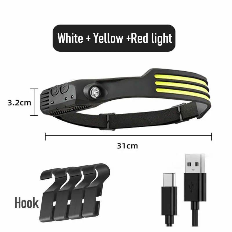 Rechargable Headlamp, Camping Accessories Gear, Waterproof Head Led Lights