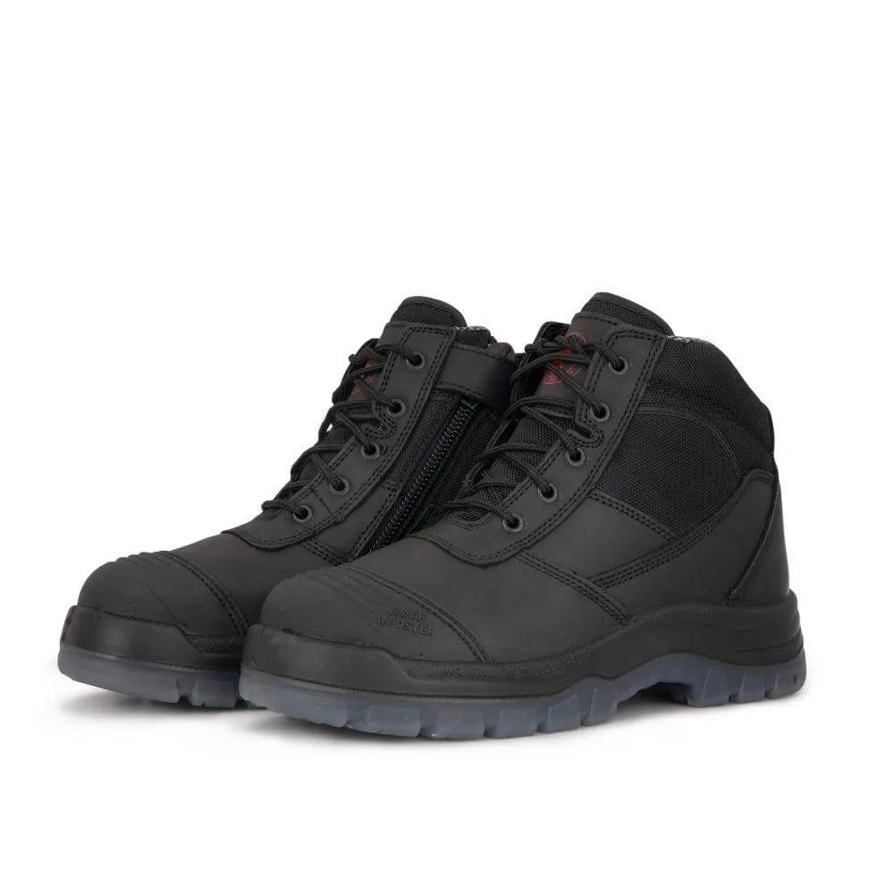 ROCKROOSTER Crisson Black 6 inch Zip sided Steel Toe Leather Work