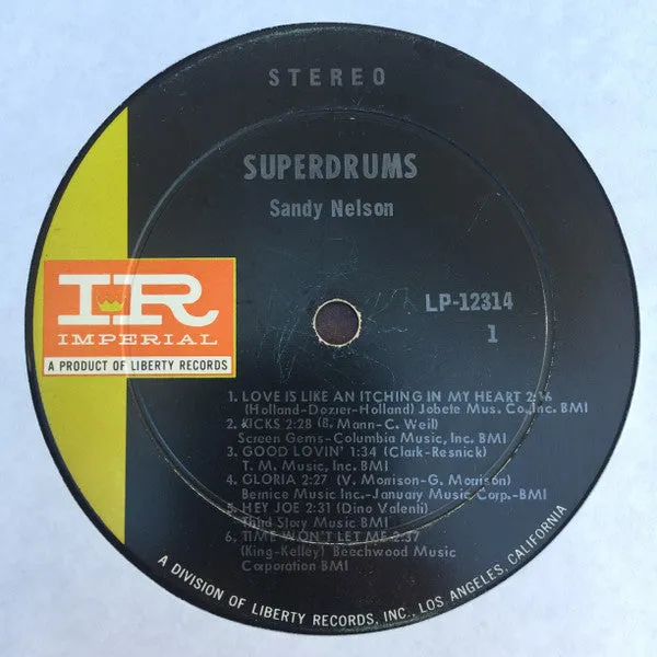 Sandy Nelson - Superdrums! (LP, Album) (VG )