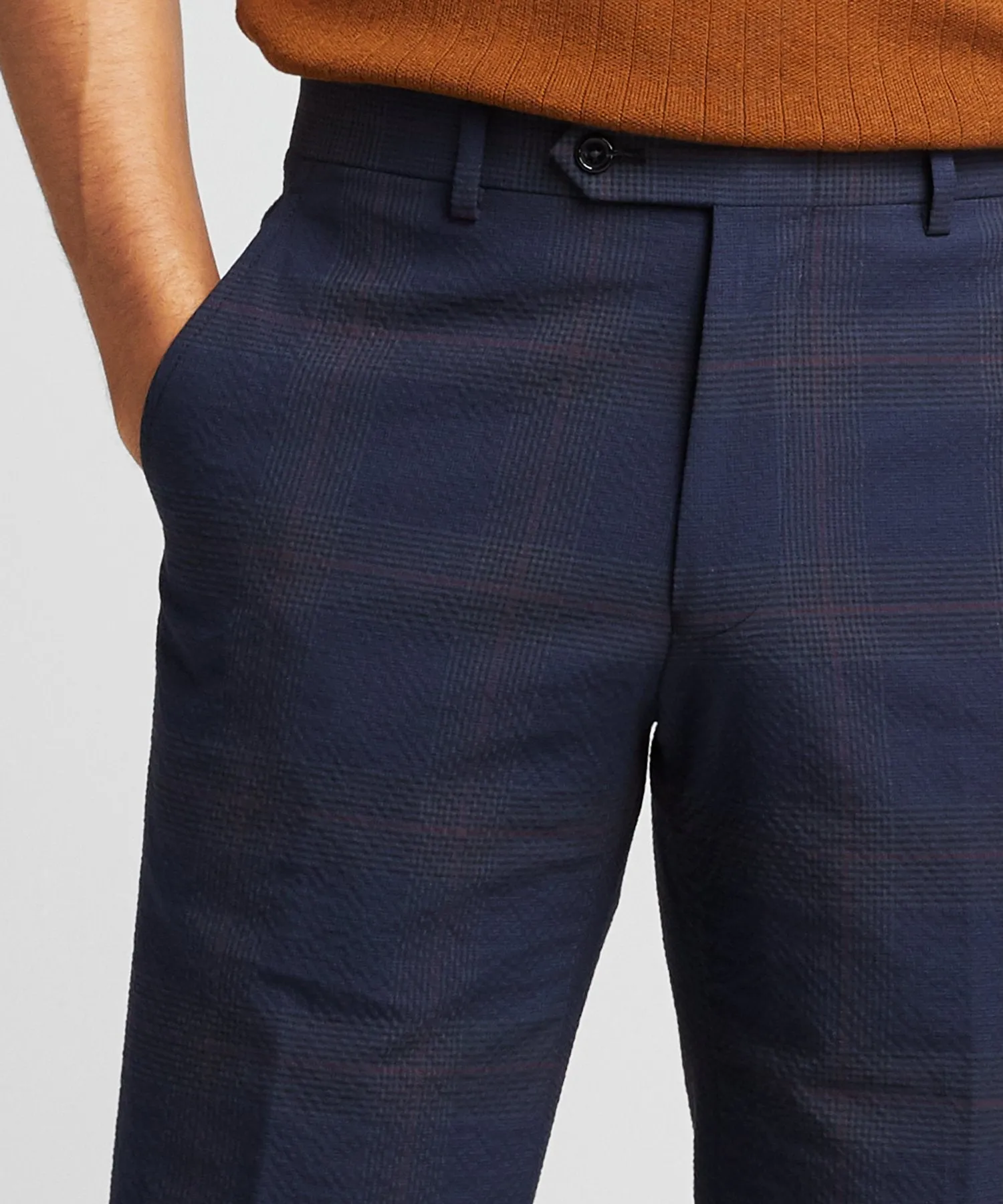 Seersucker Windowpane Tab Dress Trouser