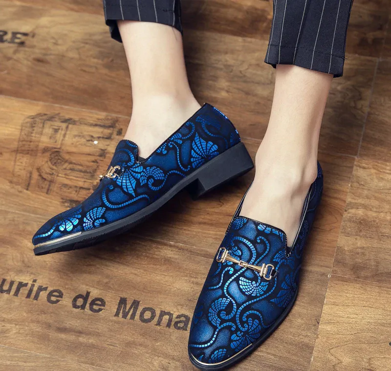 Split Leather Leaf Patterned Loafers