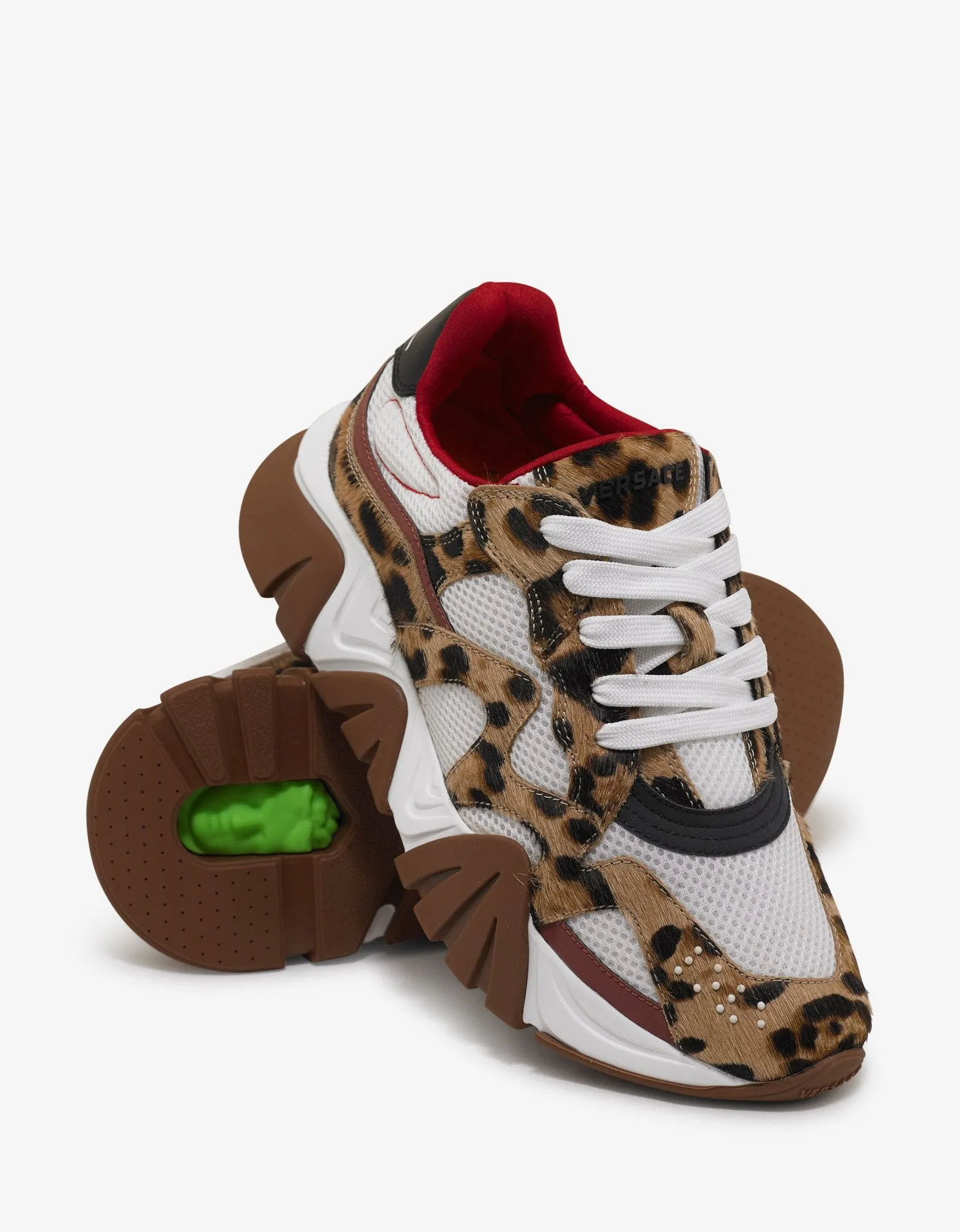 Squalo Leopard Print Calf Hair & Mesh Trainers