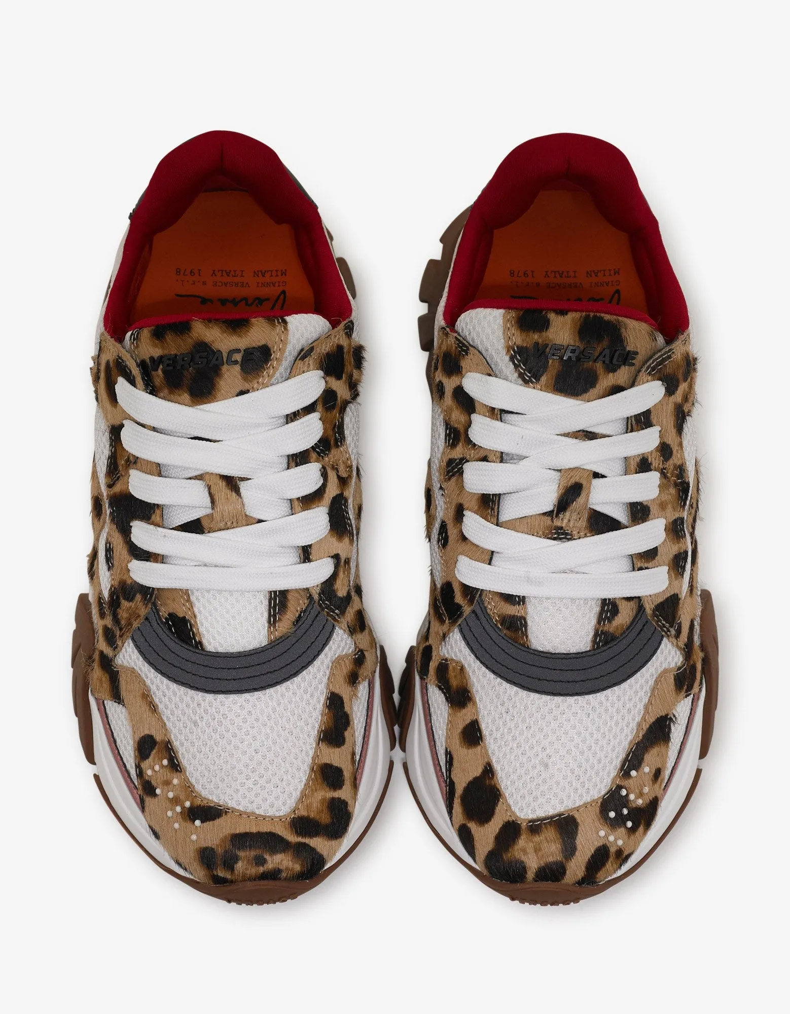 Squalo Leopard Print Calf Hair & Mesh Trainers