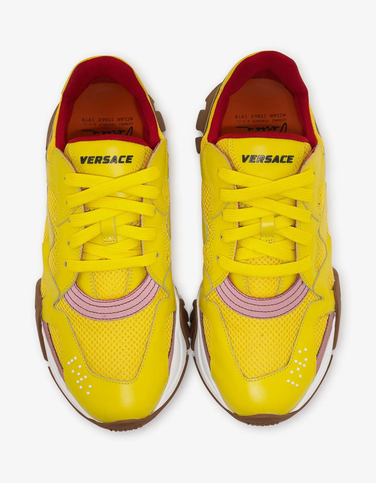 Squalo Yellow Leather & Mesh Trainers