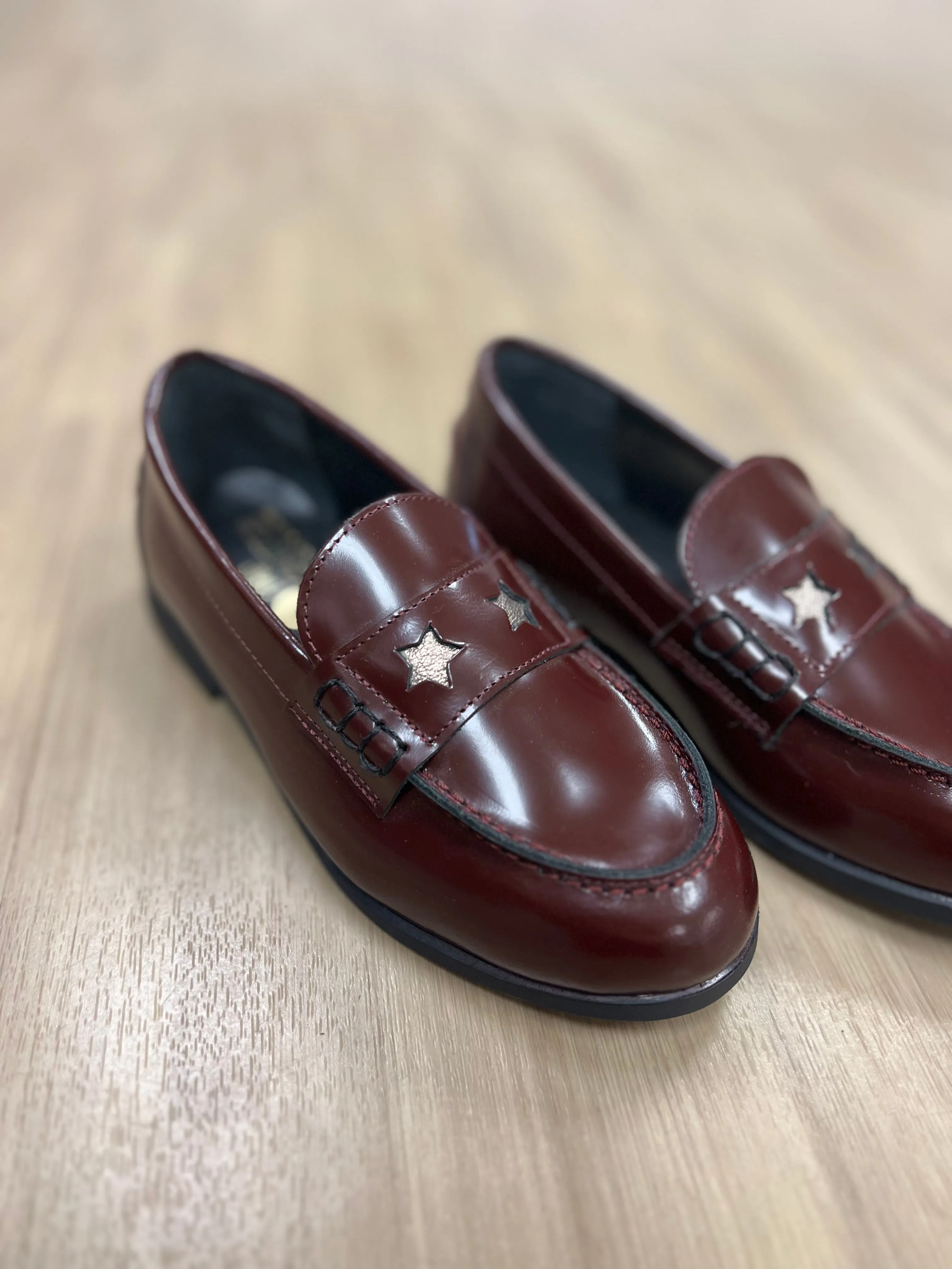 STARS CASTELLANO LOAFER BURGUNDY WITH GOLD STARS