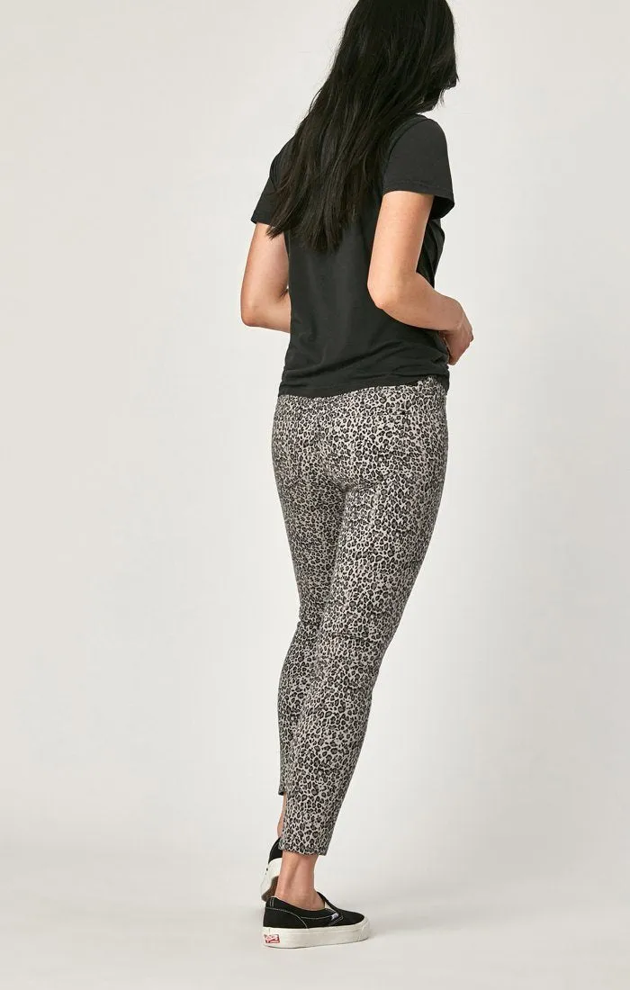 TESS HIGH RISE ANKLE SKINNY IN GREY LEOPARD