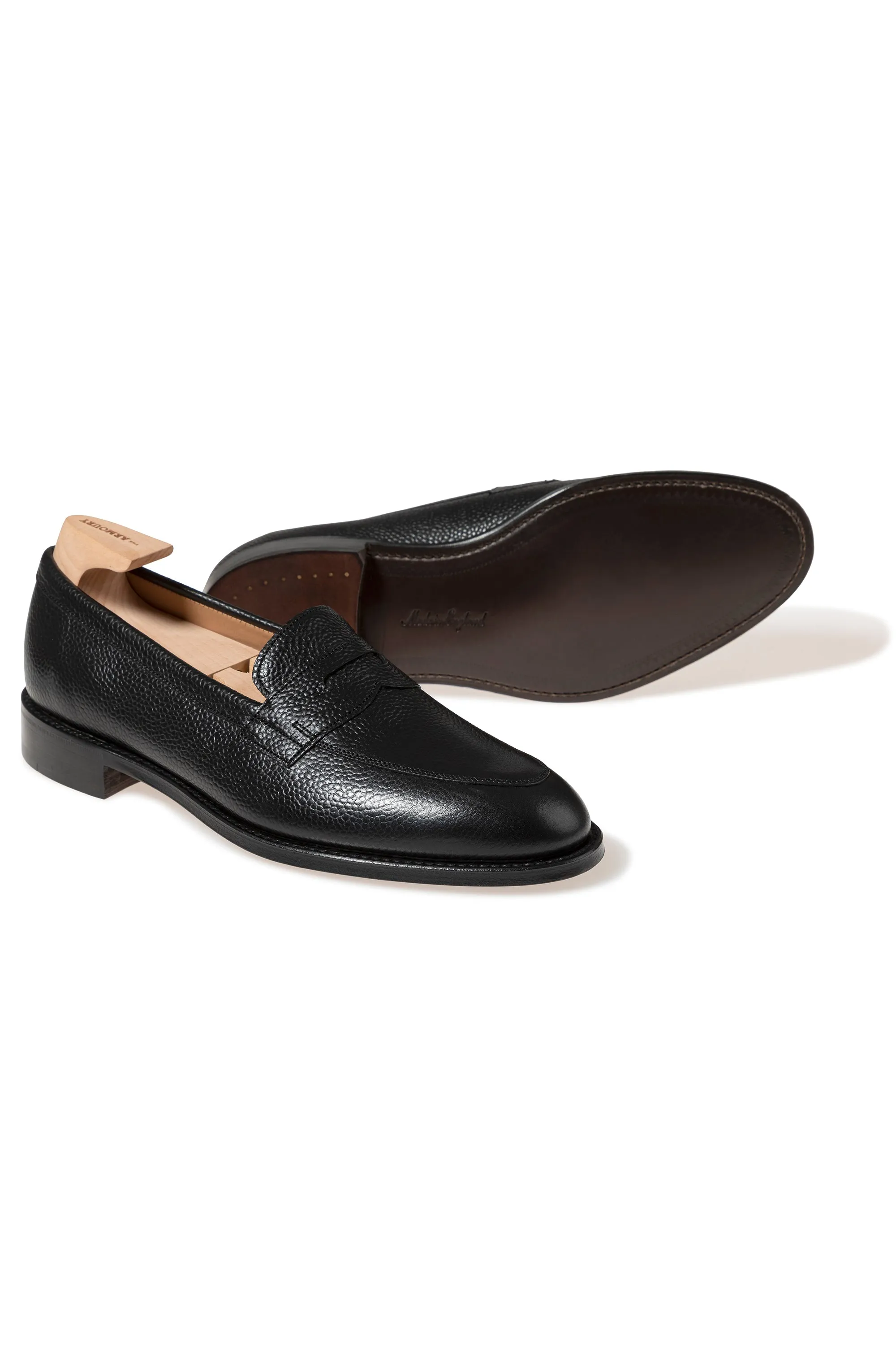 The Armoury Duane II Black Grained Calf Penny Loafers *factory seconds*