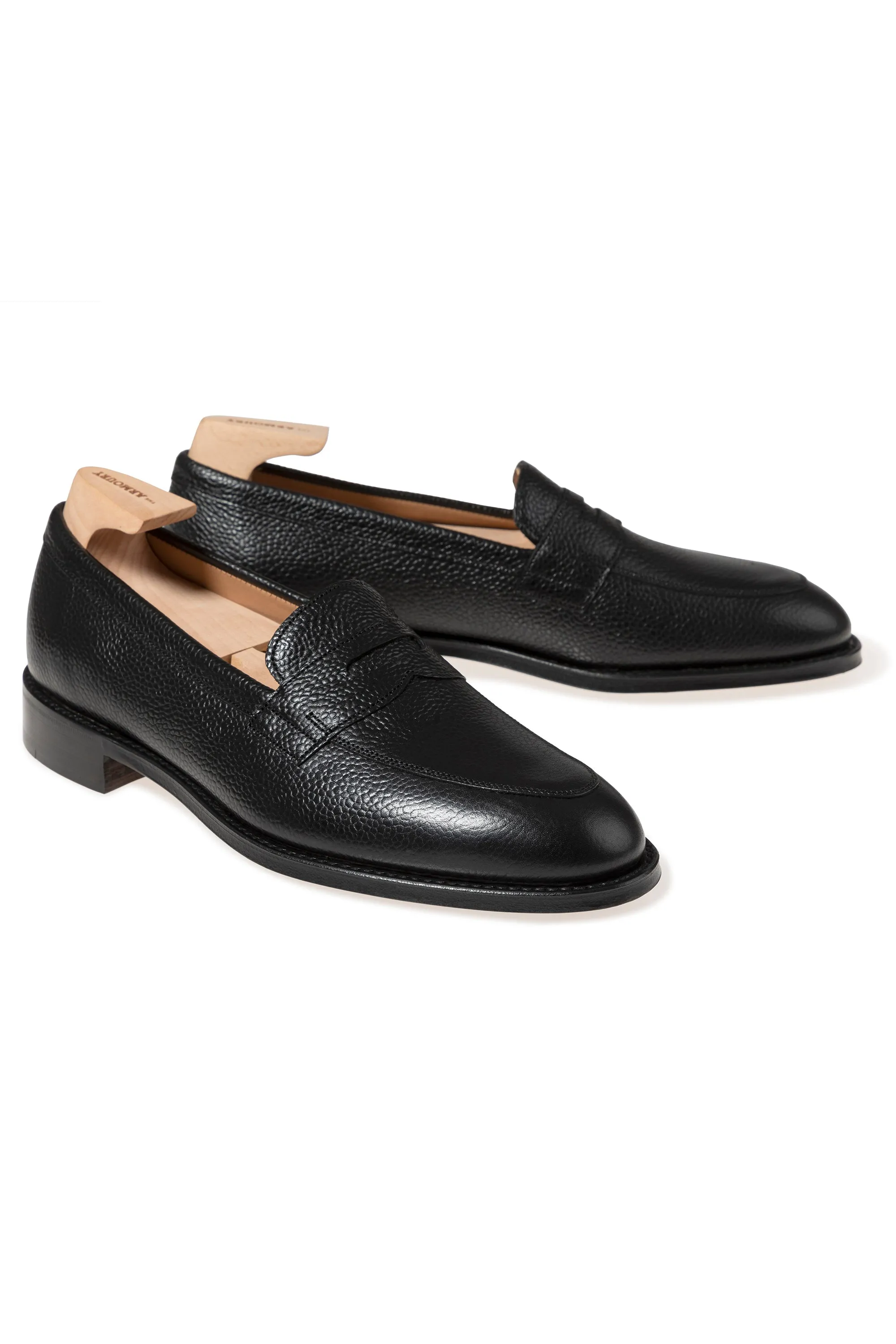 The Armoury Duane II Black Grained Calf Penny Loafers *factory seconds*