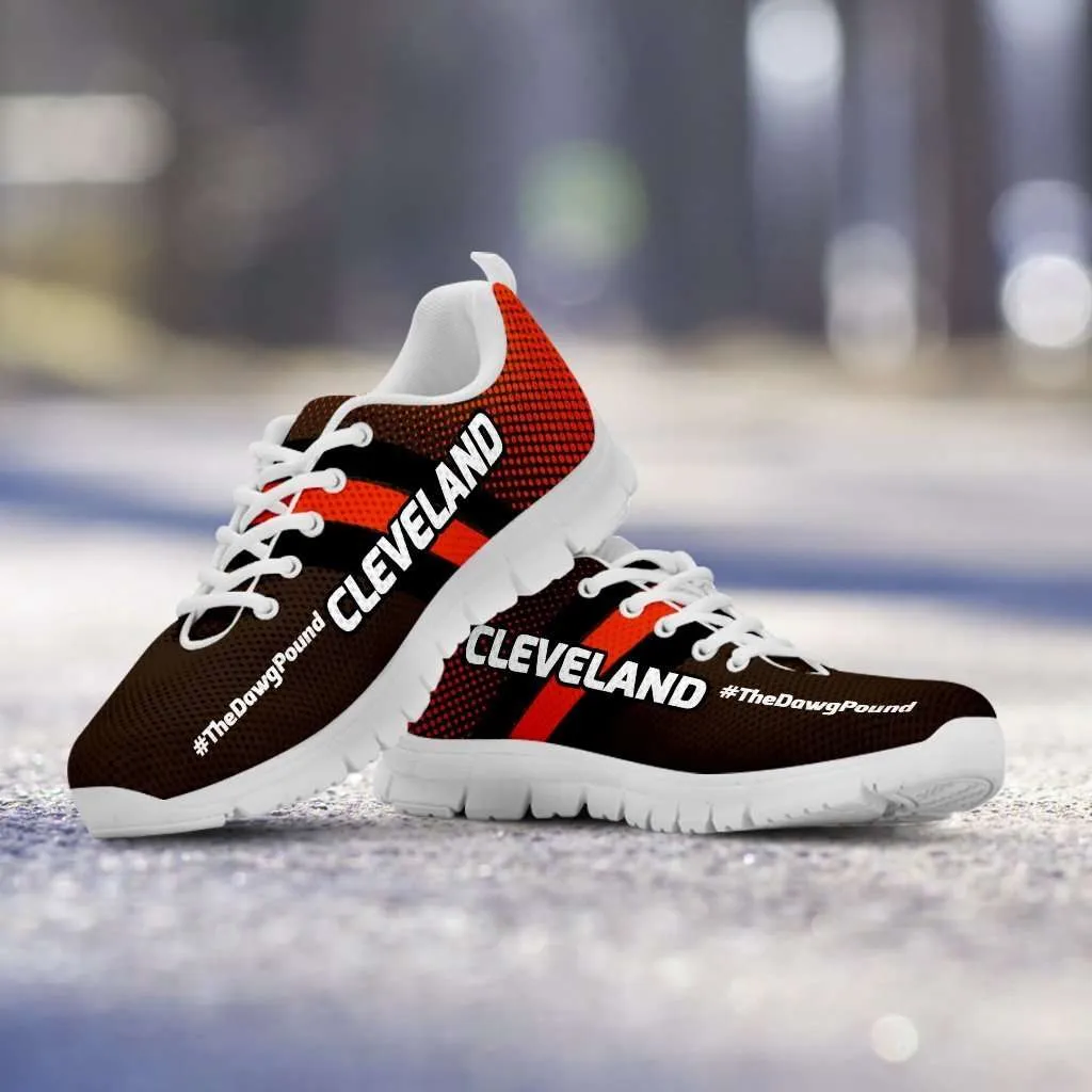 #TheDawgPound Cleveland Fan Running Shoes (Orange Toe Text)