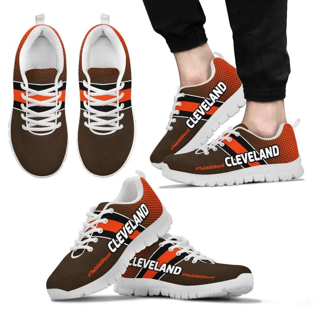 #TheDawgPound Cleveland Fan Running Shoes (Orange Toe Text)