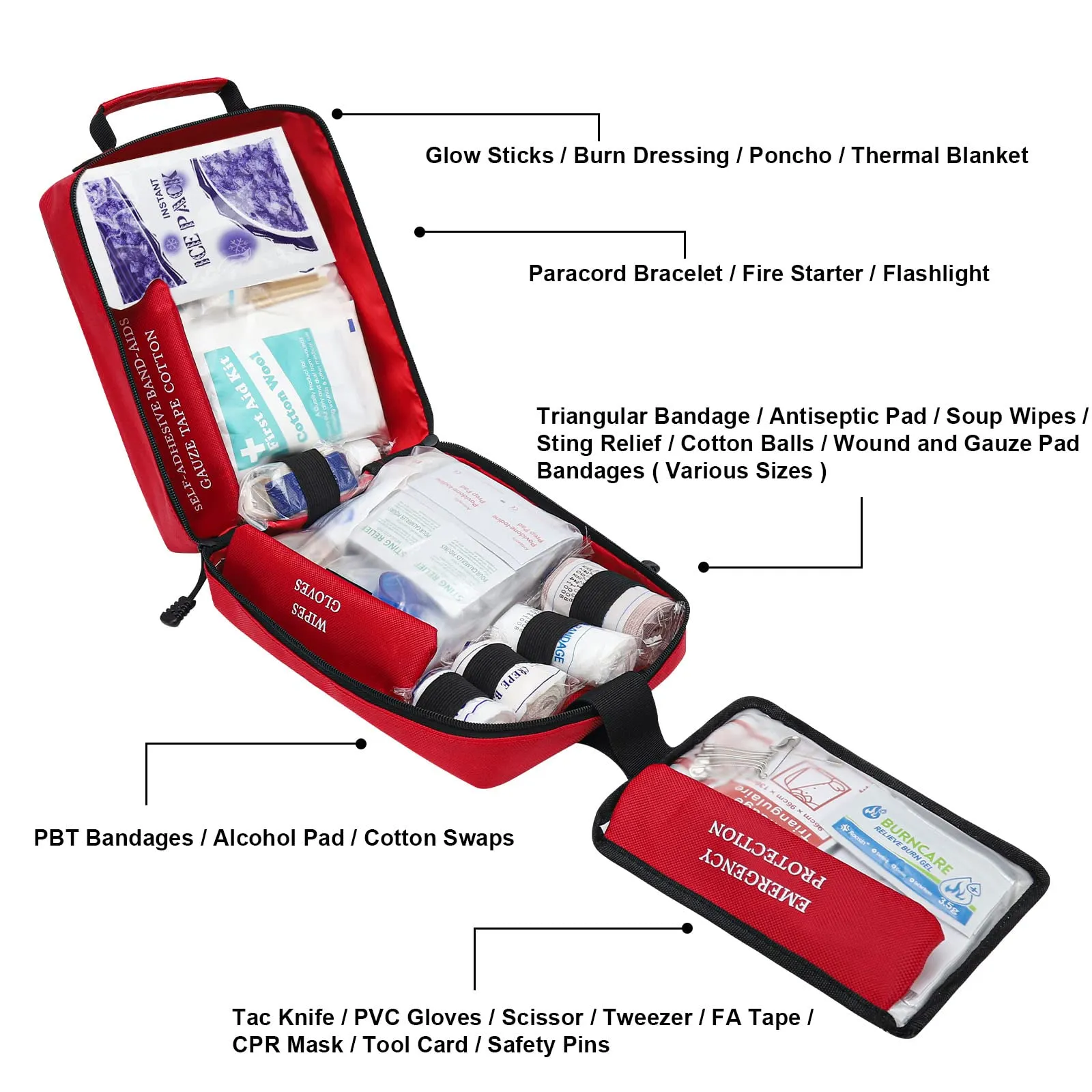 VRIEXSD 400 Piece Large First Aid Kit Premium Emergency Kits for Home, Office, Car, Outdoor, Hiking, Travel, Camping, Survival Medical First Aid Bag, Red