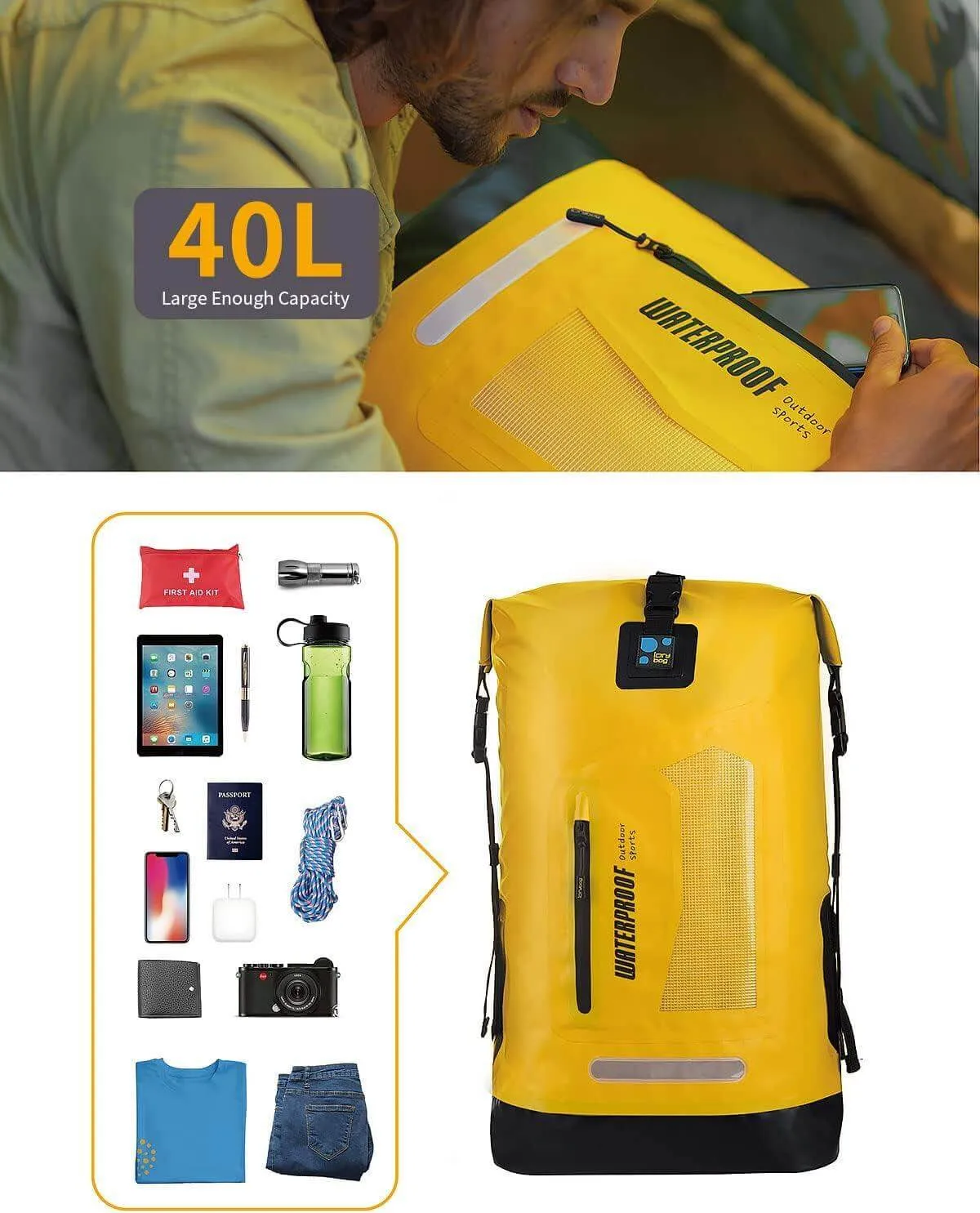 Waterproof Backpack Dry Bag 20L/30L/40L, Floating Dry Backpack Waterproof