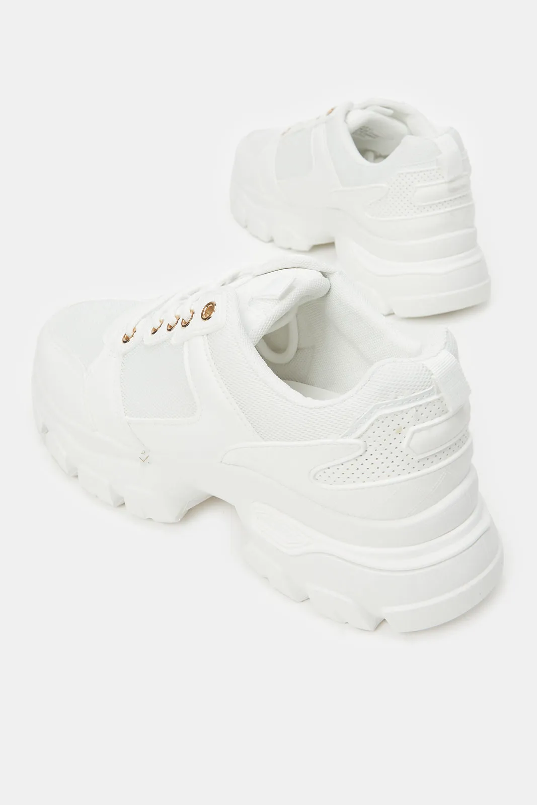 Women White Chunky Sneakers