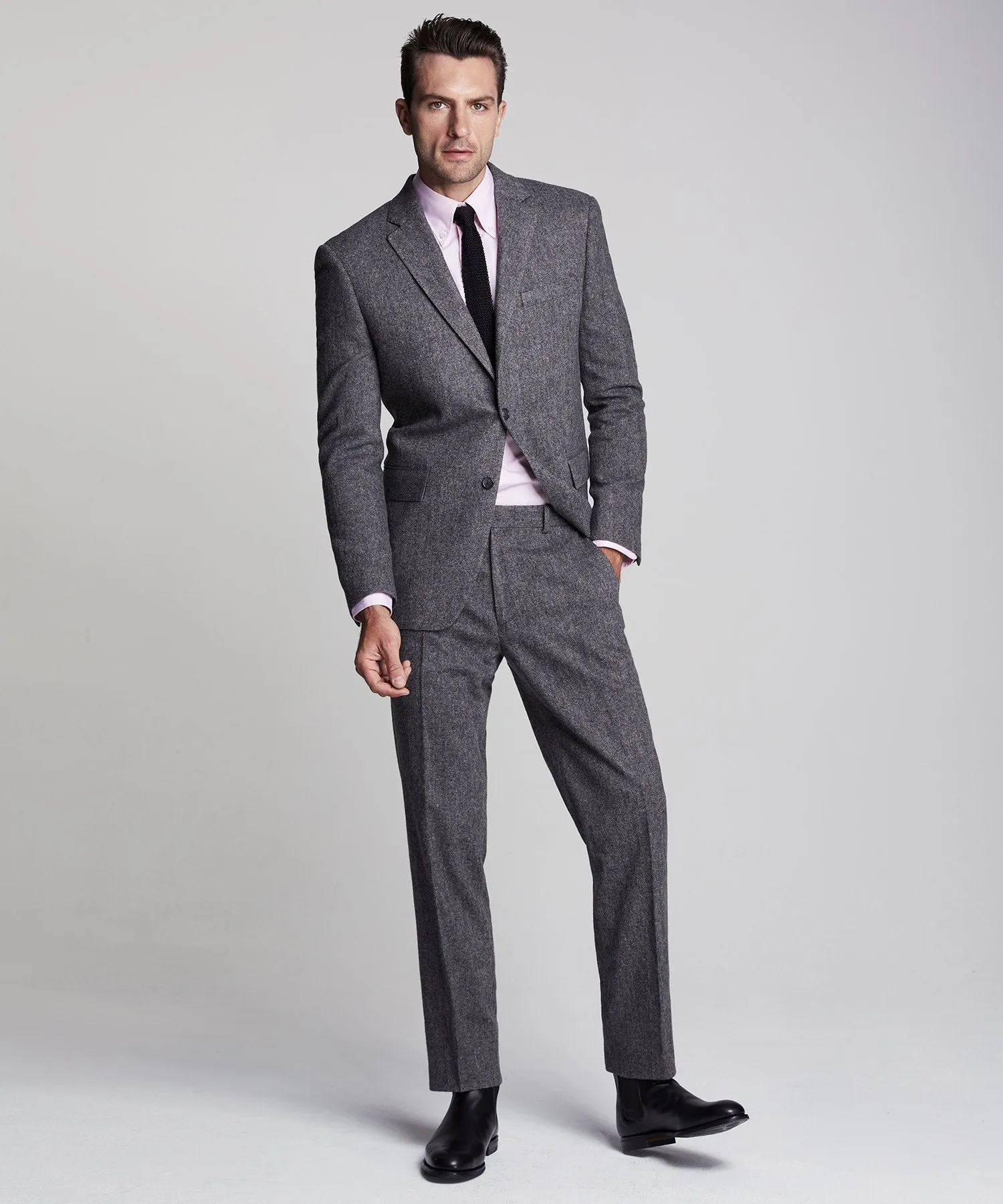 Wool Donegal Sutton Suit Trouser in Grey